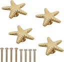 4pcs Starfish Handles - Right Angle Kitchen Cabinet Drawer Knobs (Gold)