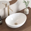 KES Bathroom Vessel Sink, Bowl Sink White Vessel Sink Oval Bathroom Sink 16" x 13" Countertop Modern Egg Shape Above Counter Bathroom Vanity Sinks Bowl, BVS124