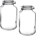SHOPPING ALA CART ShoppingAlaCart Large Food Storage Jar – 133.25 Oz Glass Container with 85MM Rubber Gasket Seal, Wire Clamp, and Glass Lid (135.25 Oz (Pack of 2))