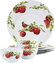 Reston Lloyd, 12pc Melamine Dinnerware Set, Lightweight Plastic Dinner Plate, Salad, Bowl Set, Service for 4, Harvest Apple