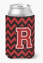 Caroline's Treasures CJ1047-RCC Letter R Chevron Black and Red Can or Bottle Hugger Cooler Washable Drink Sleeve Collapsible Beverage Insulated Holder, Can Hugger, Multicolor