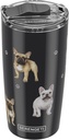 SERENGETI French Bulldog 20 Oz. Stainless Steel, Vacuum Insulated Tumbler with Spill Proof Lid - 3D Print - Insulated Travel mug for Hot or Cold Drinks (French Bulldog Tumbler)