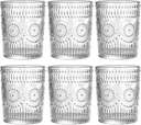 Vintage Ribbed Drinking Glasses, Set of 6 (10 oz) - Small Tumbler Cups for Cocktails and Juice (Style 1)