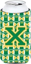 Caroline's Treasures CJ1069-XTBC Letter X Football Green and Gold Tall Boy Hugger Can Cooler Sleeve Hugger Machine Washable Drink Sleeve Hugger Collapsible Insulator Beverage Insulated Holder