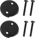 Tub Drain Overflow Cover 3-1/8" with Screw Two Hole Overflow Face Plate Fits Most Standard Bath Tub Drains, Matte Black Bathtub Over Flow Drain Cover - 2 Pack