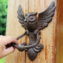 Door Knocker, Door Knocker Owl Door Knocker, Classic Vintage Knockers Brown Owl Door Handle with Large Ring, for House Doors Garden Front Farm, American Style