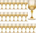 7OZ Plastic Wine Glasses, 24Pcs Amber Reusable Drinking Cups Vintage Champagne Flutes, Plastic Crystal Water Goblets for Parties Stemmed Shatterproof Drinking Glasses for Wedding, Toasting Party