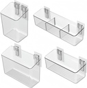 vacane 4 Pack Plastic Over Cabinet Door Organizer, Adhesive Mount Storage Organizer Container Makeup Organizer Hanging Basket Bins for Craft Room, Pantry, Office, Space Saving Holder for Kitchen Bags