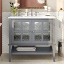 Christopher Knight Home Narrot Modern 36" Bathroom Vanity with Ceramic Sink, Wooden Bathroom Vanity Organizer with Adjustable Shelf, Soft Closing Door Bathroom Storage Cabinet, Gray