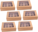Unomor 6pcs Cake Boxes Transparent Window Muffin Holders for Home Bakery Food-grade Material for Cupcake Storage and Presentation