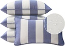 Decorative Outdoor Water Repellent Throw Pillows with Inserts, Set of 4, 20" x12" Pillows for Patio, Backyard, Bed, Couch, and Patio Furniture, Navy Stripe