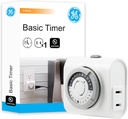 GE 24-Hour Indoor Plug-In Mechanical Outlet Timer, 1 Polarized Outlet, Timers for Electrical Outlets Indoor, Light Timers Indoor, 30 Minute Intervals, Daily ON/OFF Cycle, Christmas Tree Timer, 15119