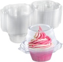 Individual Cupcake Containers (100 Pack) | Clear Plastic Disposable Cupcake Boxes/Holders | Single Cupcake Holder with Dome Lid Bulk | BPA-Free Plastic Cupcake Muffin Container Carrier Boxes to Go