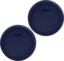 Pyrex 4 Cup Round Plastic Cover Navy Blue (2 Pack)