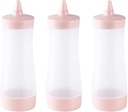 UPKOCH 3Pcs Plastic Condiment Squeeze Bottles Dressing Squirt Bottles Ketchup Bottles with Cap Lids Dispensers for Mustard Sauces Olive Oil (Pink)