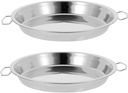 DOITOOL 2Pcs Stainless Steel Steaming Dish Cold Noodle Plate Steamed Rice Tray Round Steaming Tray With Double Handle for Home Kitchen Food Serving