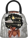 African American Afro Woman Lunch Bag For Adults Insulated Lunch Box Reusable Lunch Tote For Work Picnic
