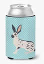 Caroline's Treasures BB8135CC English Spot Rabbit Blue Check Can or Bottle Hugger Cooler Washable Drink Sleeve Collapsible Beverage Insulated Holder, Can Hugger, Multicolor