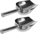 1Set Stainless Steel Thick Ice Shovels Food Scoops for Ice Rice Dried Fruits Smooth Finish for Kitchen Buffet and Parties