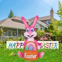 4FT Easter Inflatable Bunny with Egg Blow up Outdoor Yard Decorations - Built-in LED Lights for Easter, Holiday, Party, Yard, Garden, Lawn