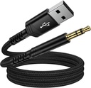 USB to 3.5mm Audio Aux Cable, 3FT USB Male to AUX Male Jack Adapter TRS Stereo Braided Audio Cord for Headphones Speaker PC Laptop Windows PS5 PS4 Mac OSX Desktops