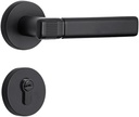 Black Silent Door Lock Bedroom Fingerprint Lock Light Luxury Indoor Bathroom Door Handle Complete Set of Wooden Door Lock(BtypeYablackzincalloydoorlock)