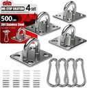 sprookber 304 Stainless Steel Pad Eye Snap Hooks, M5 Heavy Duty Ceiling Hooks, 500 lb Capacity Hammock Swing Hanging kit, Plant Hangers, Marine Hardware Staple Hook Loop with Screws, Set of 8