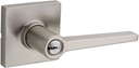 Kwikset SL6500DALSQT Daylon Single Cylinder Keyed Entry Door Lever Set with Square Rose from The Safe Lock Collection - Satin Nickel