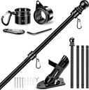 5 FT House Flag Pole Kit, 1" Spinning Thicken Stainless Steel Metal Flagpoles for Outside House Porch Post Wall Mount with 2-Position Flagpole Holder Bracket & 360° Flag Ring for 3x5 Flag(5 FT, Black)