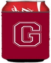 Caroline's Treasures CJ1032-GCC Letter G Initial Monogram - Maroon and White Can or Bottle Hugger Cooler Washable Drink Sleeve Collapsible Beverage Insulated Holder, Can Hugger, Multicolor