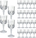 XKXKKE 24 Pcs Transparent Plastic Wine Glasses, Plastic Water Goblets for Parties, Stemmed Drinking Glasses for Wedding Reception, Grand Event Party Bar Supplies Reusable Drinking Cups