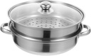 SECFOU Double-layer Stainless Steel Food Steamer with Ergonomic Handle Design for Efficient Cooking for Family Meals Restaurants and Canteens Easy to Clean and Use