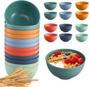 12 Pcs Unbreakable Cereal Bowls Set, 26 Oz Wheat Straw Bowls Set, Microwave & Dishwasher Safe Rice Bowls for Kitchen, Reusable Plastic Bowls for Soup, Salad and Snack, BPA Free, Multicolor