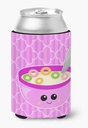 Caroline's Treasures BB7163CC Pink Bowl of Cereal Can or Bottle Hugger Cooler Washable Drink Sleeve Collapsible Beverage Insulated Holder, Can Hugger, Multicolor