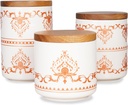 Sunddo Ceramic Canister Sets for Kitchen Counter with Airtight Wood Lids, Food Storage Jars for Coffee, Sugar, Tea Set of 3