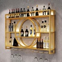 Metal Wall-Mounted Wine Rack With Wine Glass Holder,Wine Storage Racks With LED Lights,Liquor Shelf,Bar Shelves,Wine Glasses & Bottle Display,For Kitchen Bar Cellar Home Decor,Gold/Black (Colo