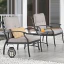 Patio Bistro Set 3 Pieces Metal Outdoor Furniture Sets Metal Patio Chairs with Side Table Grey Thick Cushions Galvanized Steel Frame