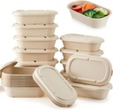 LemonRoad 100 Pack 34oz Biodegradable Disposable Food Containers with Lids Sugarcane Pulp Take out Disposable Meal Prep Containers Compostable and Microwave Safe Lunch Box for Salad Camp Party