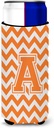 Letter A Chevron Orange and White Ultra Beverage Insulators for slim cans
