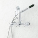 Signature Hardware 248998 Sebastian Wall Mounted Tub Filler Faucet with 2" Wall Couplers and Cross Handles - Includes Hand Shower - Chrome