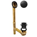 Westbrass 14" 17 Gauge Brass Tip-Toe Drain Bath Waste and Overflow with 2-Hole Faceplate, Matte Black, D325-62