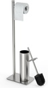 RUACQ Toilet Paper Holder Stand with Toilet Brush and Holder Set, 304 Stainless Steel Bathroom Toilet Tissue Paper Roll Holder Free Standing, Weighted Base, Heavy Duty (Brushed Nickel)