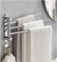 Wall Mounted Kitchen Swivel Towel Rail Wall Mounted,Swing Out Towel Rack with 2-Arm SUS 304 Stainless Steel Brushed Finish Bathroom Shelves (Color : Silver, Size : 3-rods) WFJ