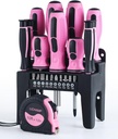 Lichamp 22-Piece Pink Tool Set, Small Magnetic Screwdriver set for Women with 10ft Tape Measure Pink