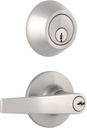 Miseno MLK2021 Momac Straight Single Cylinder Keyed Entry Door Lever Set with Deadbolt - Satin Nickel