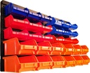 ALWORKKIT Storage Bins Wall-Mounted 30Pcs Set - Storage Organizer for Screws, Nuts, Nails, and Small Hardware Parts, with Quick Installation (Assorted Colors: Orange, Red, Blue)