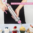 FANTEXY Dessert Decorating Syringe Set, Stainless Steels Cake Decorating Tools 6 Piping Icing Nozzles Cupcake Decorating Kit Icing Piping Kit