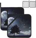 Pot Holders for Kitchen Heat Resistant Hot Pads with Pockets Star Night Sky Pot Holder Oven Pads Non Slip Potholders for Cooking Baking Microwave BBQ Kitchen Accessories 8 x 8 Inches