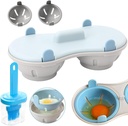 Portable Egg Cooker for Microwave, Microwave Egg Poacher 2 Eggs, 2 Cavity Microwave Egg Cooker, Poached Egg Cup Kitchen Cooking Gadgets, for Egg Hamburg Breakfast Sandwiches Easy to Cook (Blue)