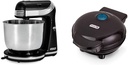 Dash Stand Mixer (Electric Mixer for Everyday Use): 6 Speed Stand Mixer with 3 qt Stainless Steel Mixing Bowl, Dough Hooks, Black & DMW001BK Machine for Individual, Paninis, Hash Browns, 4 inch, Black